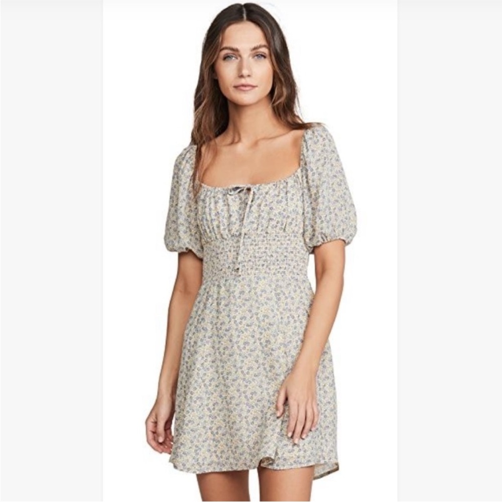 Reformation Blue Floral Jo Mini Dress